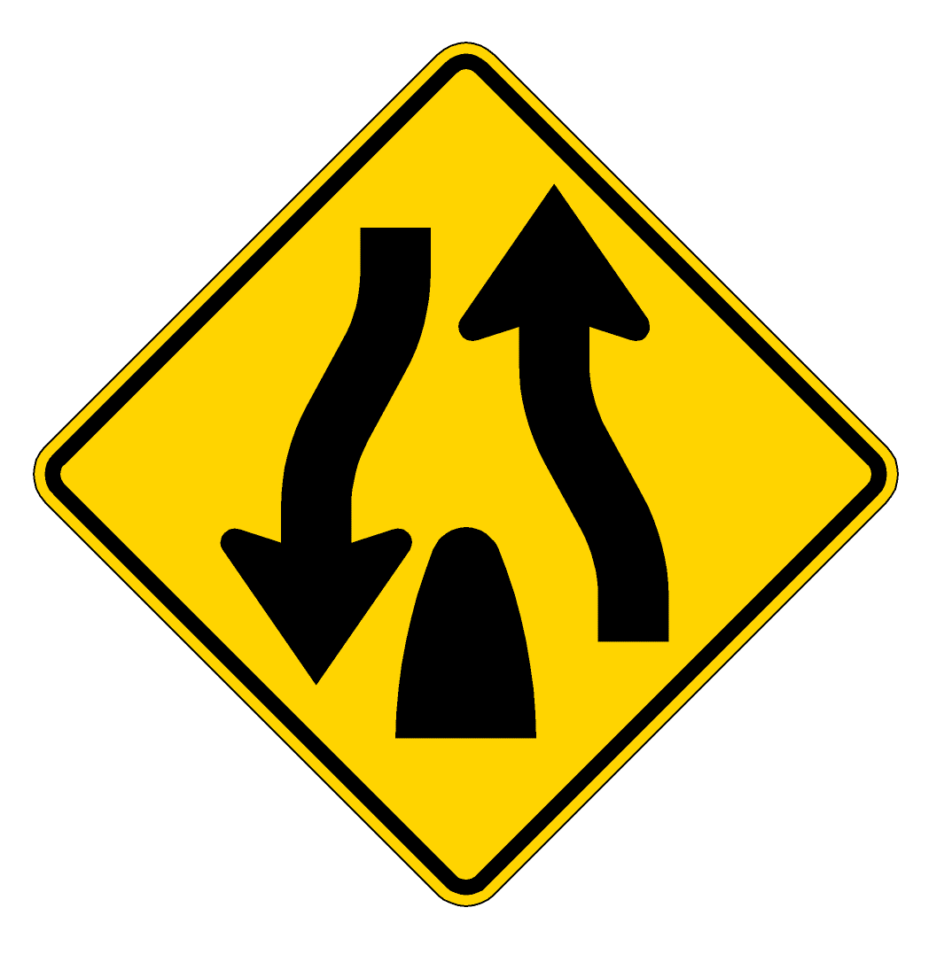 W6-2 - Divided Highway Ends - Warning Lites of Southern Illinois